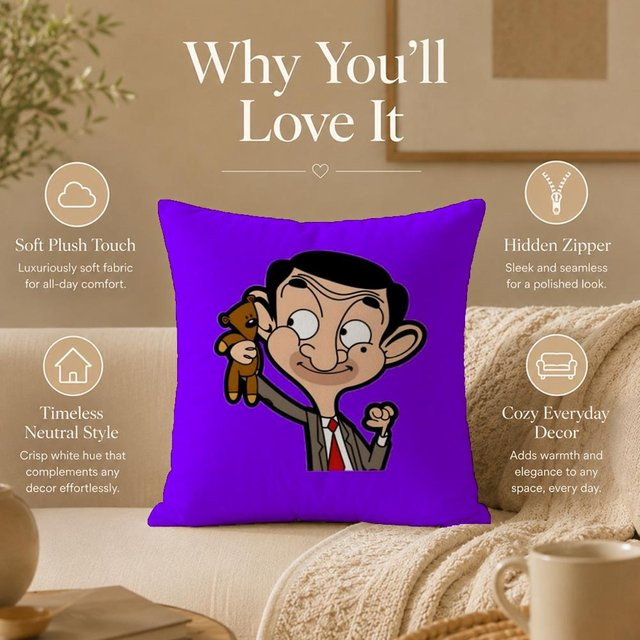 JMG Clothing Cartoon M-Herr Bean Kissenbezug doppelseitig bedruckt, Farbe: Lila, B/T: 60 x 60 cm - Bild 1