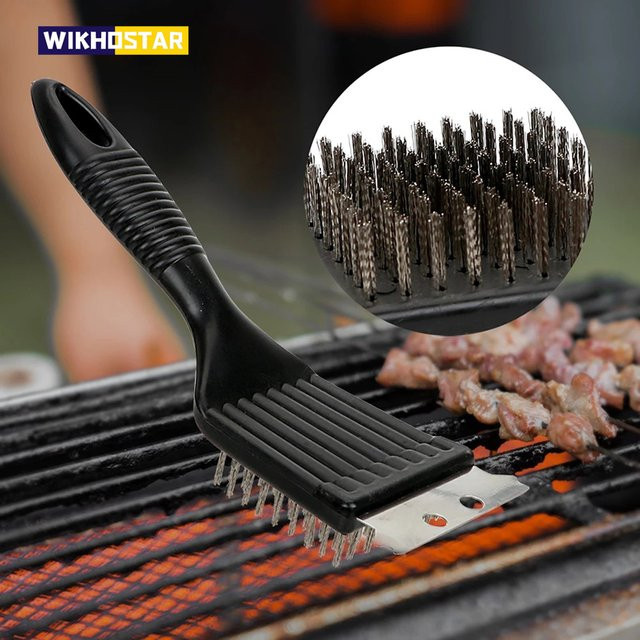 WIKHOSTAR Edelstahl Draht Reinigungsbürste für Barbecue und Grill in Schwarz - Bild 1