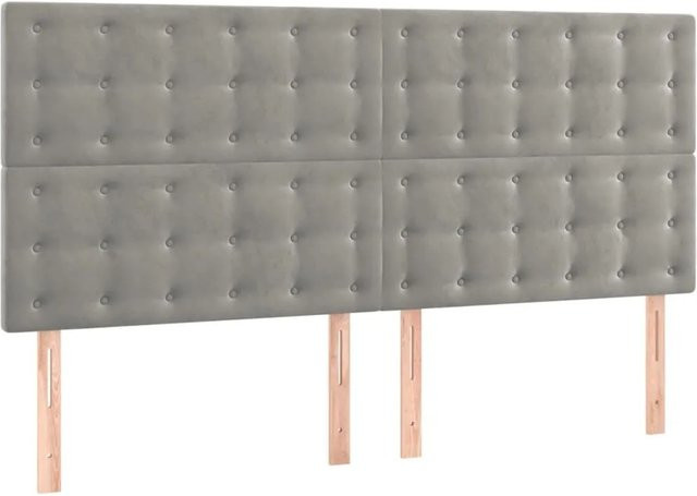 vidaXL LED Kopfteil Hellgrau aus Samt mit USB-Ladeport und integrierter Beleuchtung B/H: 200 x 118 cm - Bild 1