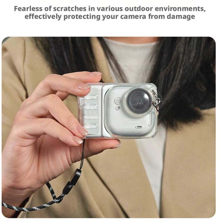 Transparente TPU Schutzhülle für Insta360 Go Ultra mit Objektivkappe und Lanyard zur Wärmeableitung und zum Sturzschutz - Bild 4
