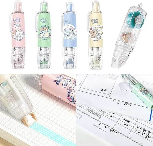 Multifunktionales Korrekturband im Cartoon-Stift-Design für Schule und Büro, Mehrfarbig - Bild 1