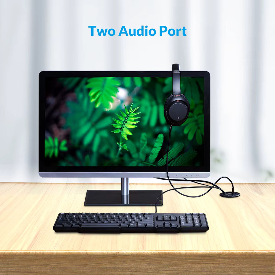 ORICO Desktop Grommet USB 3.0 Hub mit USB-C, Kartenleser und 3,5 mm Kopfhörer-Mikrofon-Anschluss in Schwarz - Bild 4