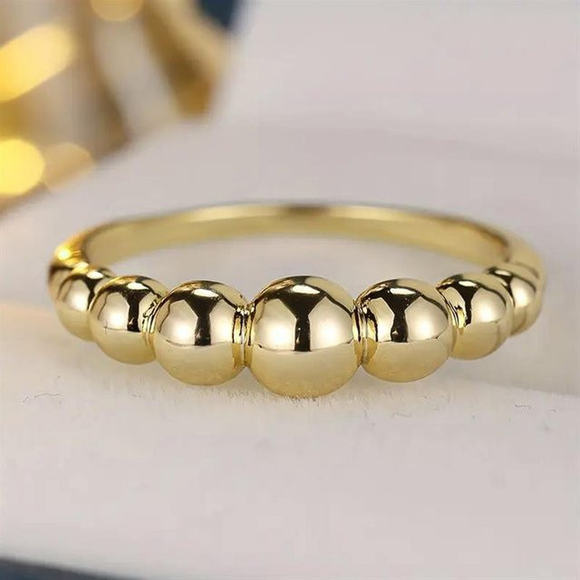 Huitan Damenring, goldfarben, Perle - Bild 1