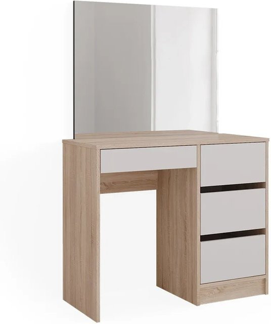 Vicco Schminktisch Sherry Sonoma Weiß mit Spiegel, modern, B: 90 cm, H: 75 cm, T: 36,42 cm - Bild 2