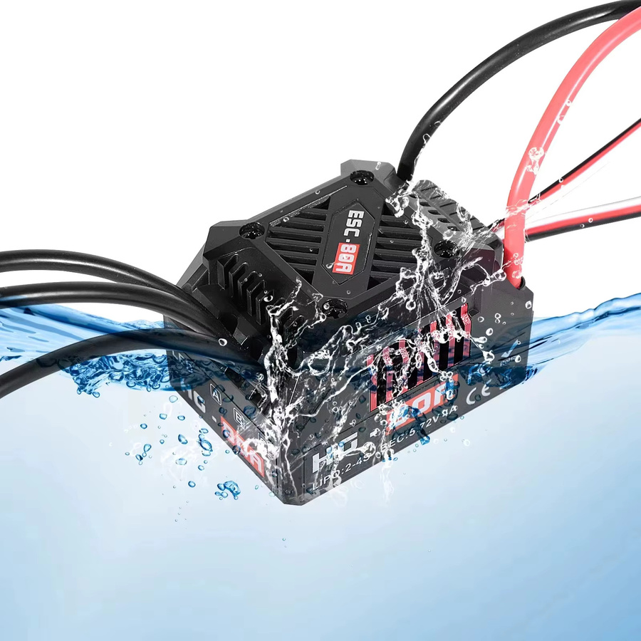 Mitoot Wasserdichter Sensorloser Brushless ESC HG Geschwindigkeitsregler, Schwarz - Bild 3