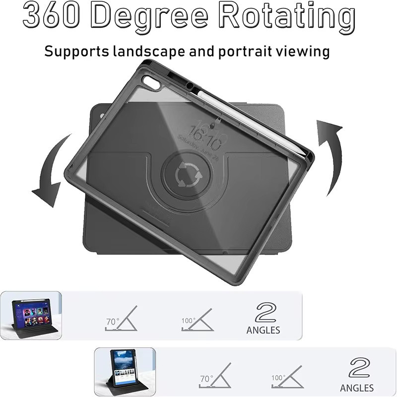 Apple iPad Schutzhülle mit Rotationsfunktion in Schwarz oder Grau für iPad Pro, Air und Mini Modelle - Bild 4