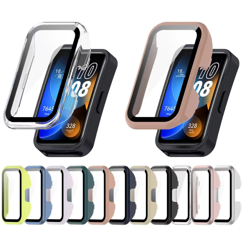 Huawei Schutzhülle mit gehärtetem Glas, Schwarz, Huawei Band 10 9 8 - Bild 5