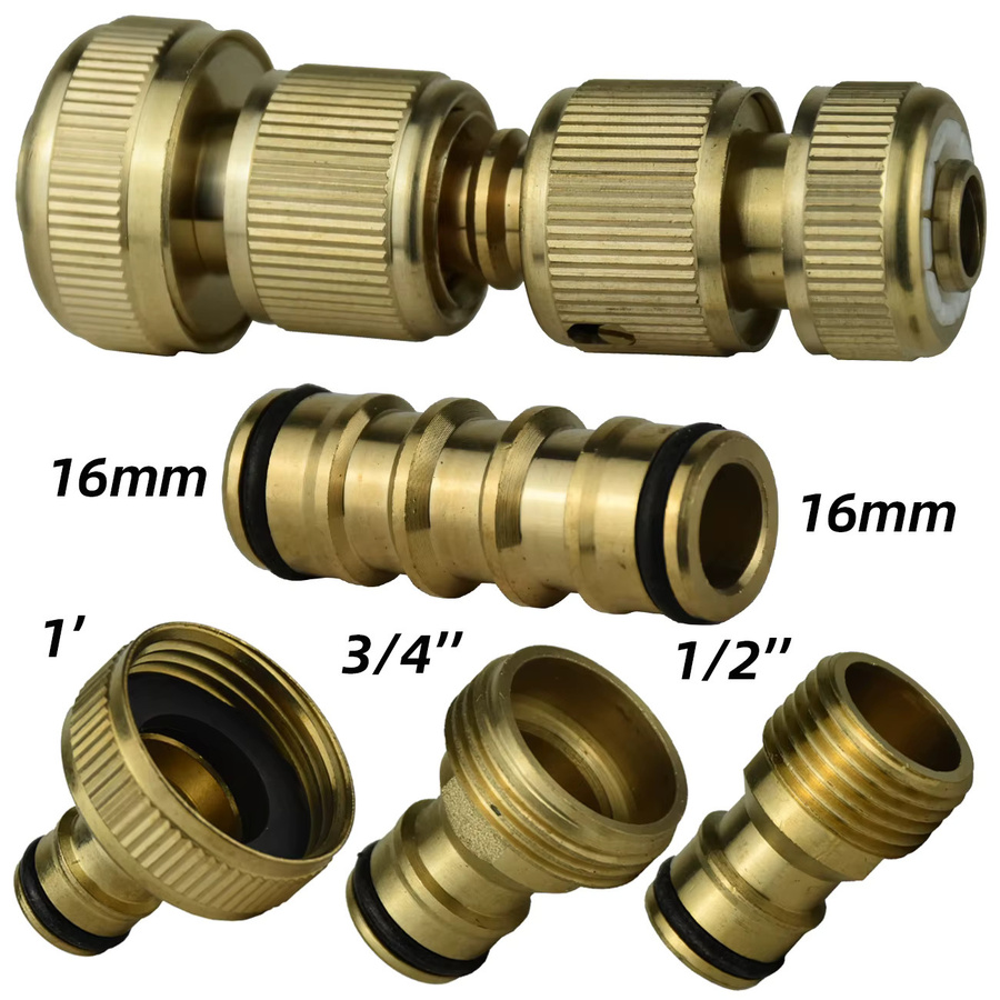 KESLA Messing Schlauchadapter mit 16mm Schnellkupplung und 3/4 Zoll Anschluss in Gold - Bild 3