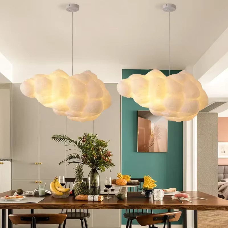 JIANKEXING LED Wolken-Pendelleuchte aus Seidenbaumwolle in Weiß für Wohnzimmer, Restaurant oder Kinderzimmer - Bild 2
