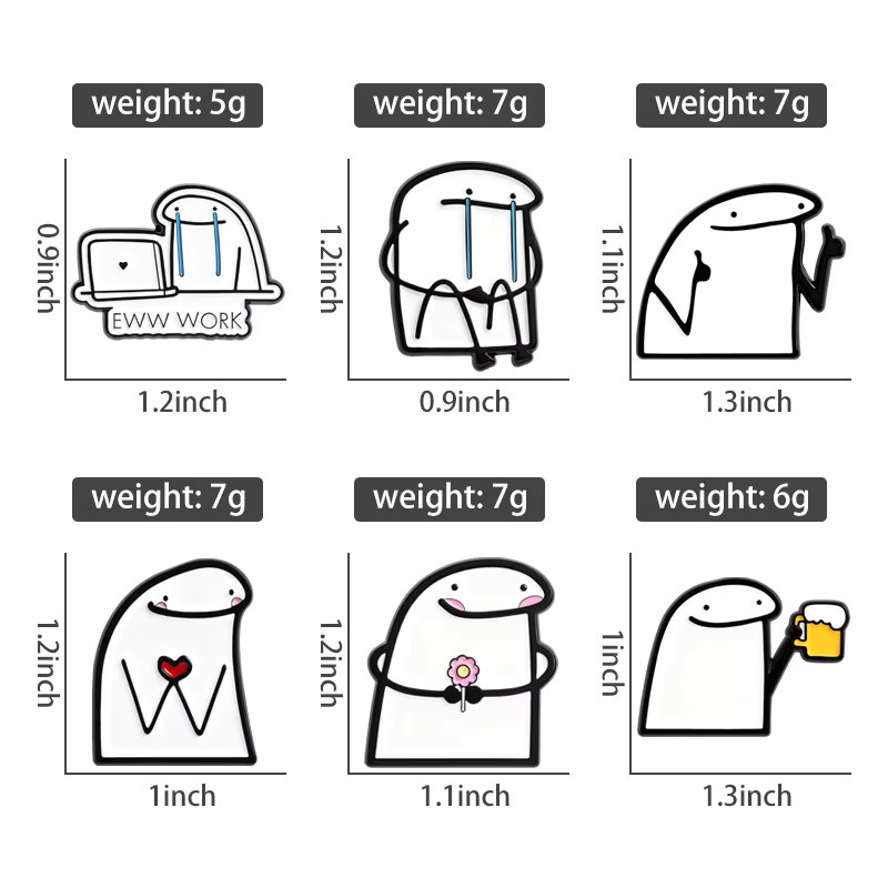 XioMara Brosche Emaille, Figuren Flork Meme, Unisex - Bild 2
