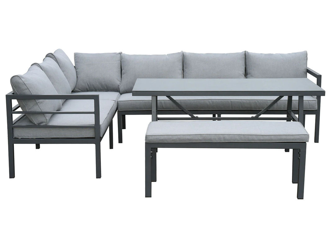 BELLAVISTA - HOME & GARDEN 4-teilige Alu-Lounge Maia aus pulverbeschichtetem Aluminium in Anthrazit und Grau mit Polsterung und Kissen - Bild 3