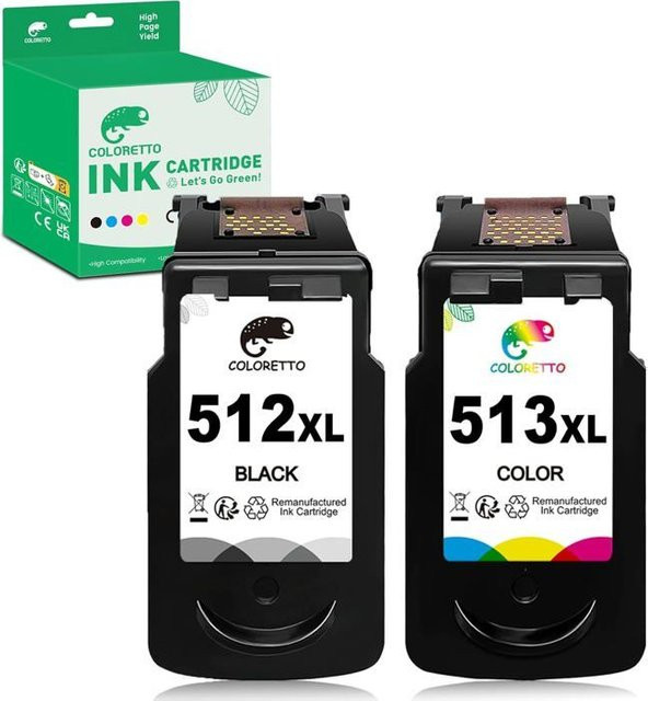 Remanufacturierte Tintenpatronen für Canon Pixma MP230 MP240 MP250 MP252 MP260 MP270 MP280, Set aus Schwarz und Multicolor, kompatibel mit 512XL 513XL 510 511 - Bild 1