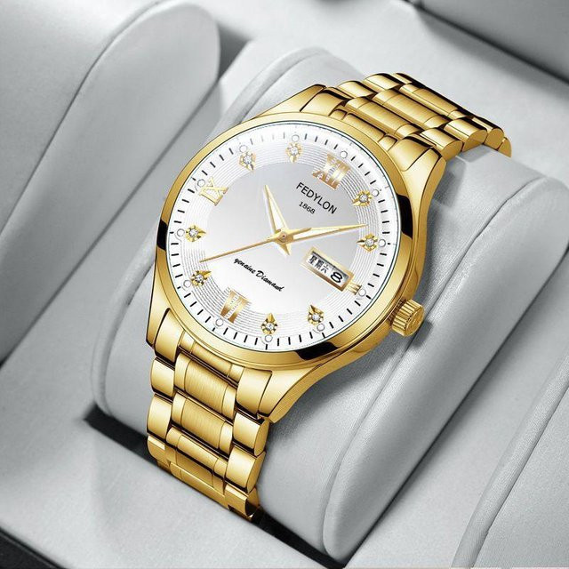 YIRAN Jewelry Armbanduhr, Quarz, Edelstahl, Gold, Diamantbesetzt, 3 ATM - Bild 1