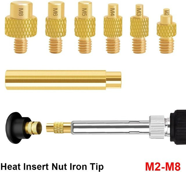 Ersa Universal 936 T12 Lötkolbenspitze aus Messing mit Wärmeeinsatz für M2-M8 Heiße Mutter mit Adapter für Innen- und Außengewinde in Gold - Bild 1