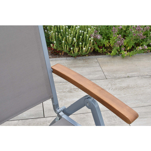 7-tlg. MERXX Gartenmöbelset Naxos aus Aluminium, Akazie und Textil in Grau/Silber, ausziehbar und klappbar, Höhe: 90 cm, Breite: 90 cm, Tiefe: 75 cm - Bild 2