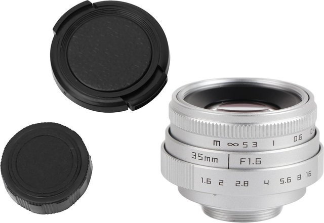 ZuiyouPet 35mm F1.6 CCTV C-Mount Objektiv mit großer Blende für NEX M4/3 FX in Schwarz und Silber - Bild 1