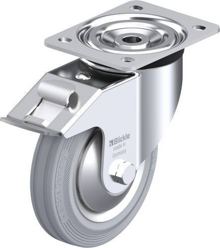 Blickle Lenkrolle mit Feststeller L-V 162R-FI-SG-FA in Silber/Grau, Rad-Durchmesser: 160 mm, Tragfähigkeit: 135 kg - Bild 1