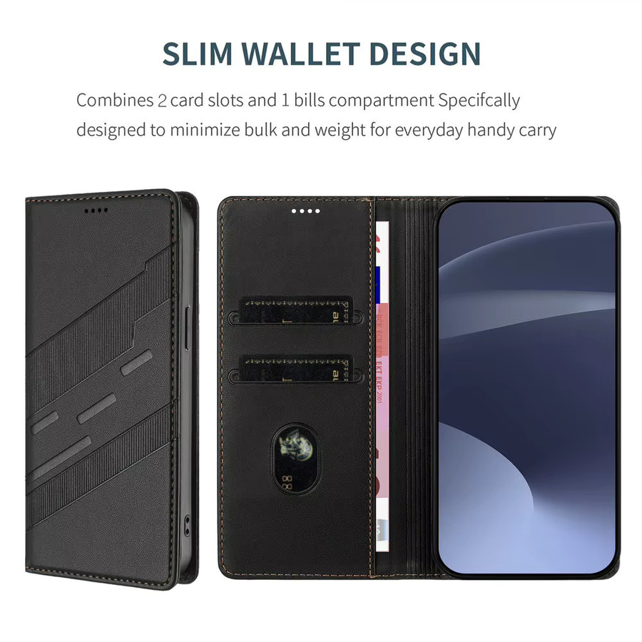 Magnetische Leder-Handyhülle mit Kartentasche für Samsung Galaxy S26, S26 Pro, S26 Plus, S26 Edge und S26 Ultra in Schwarz oder Pink - Bild 4