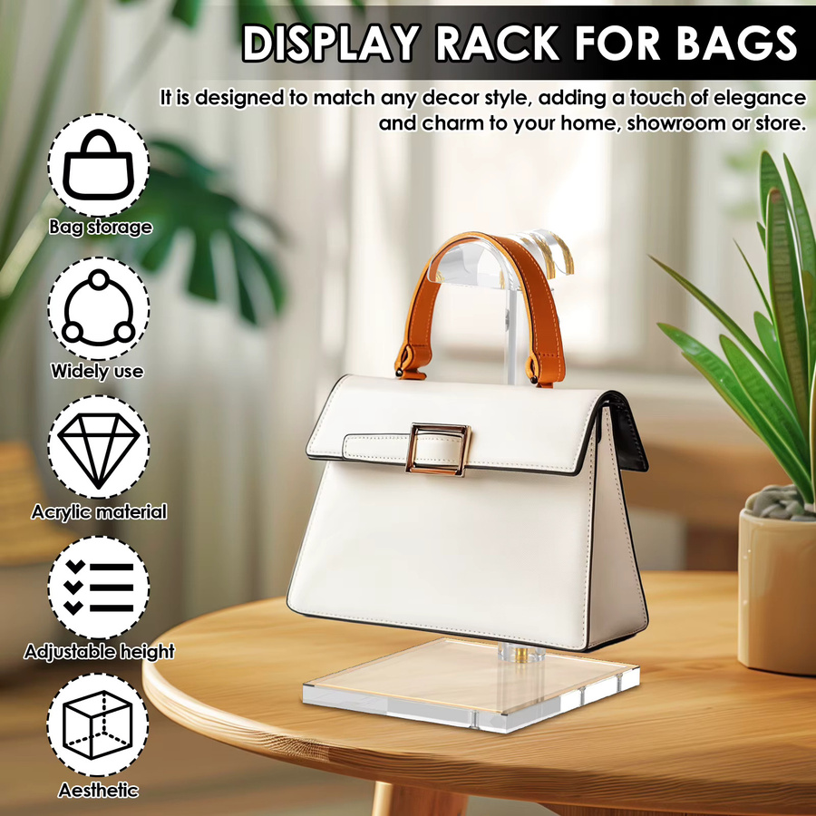 Willstar Handtaschenständer aus Acryl, verstellbarer Aufhängeständer für Taschen und Geldbörsen, transparent - Bild 2