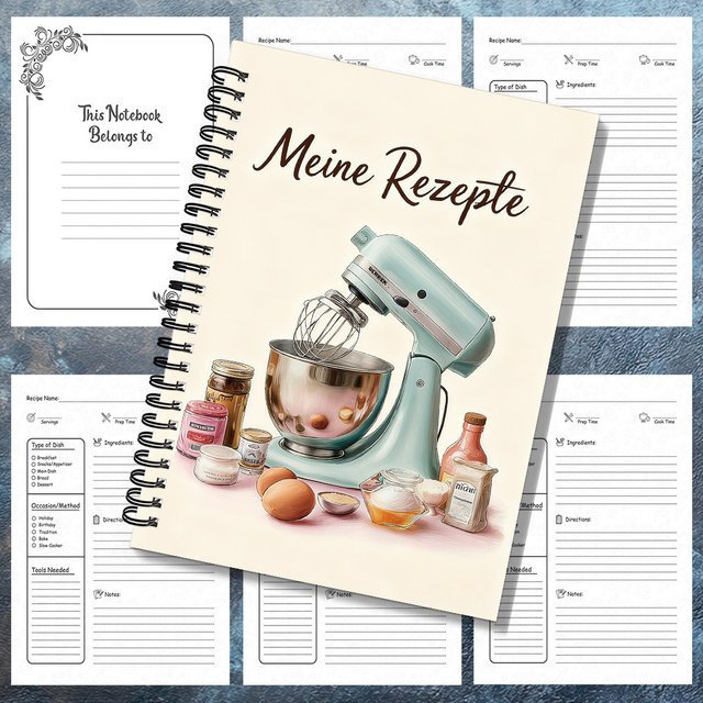 Elegantes Küchen-Kochbuch als leeres Rezept-Notizbuch mit Spiralbindung und Softcover im A5 Format - Bild 1
