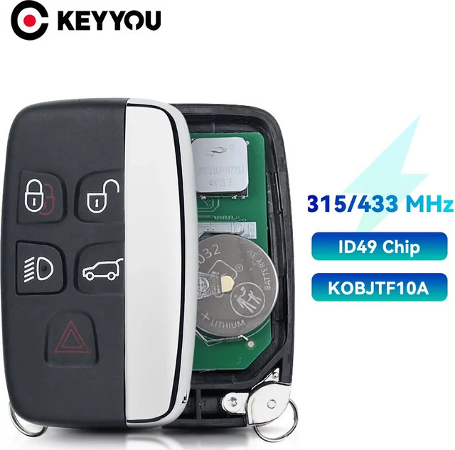 Keyyou Remote-Autoschlüssel für Land Rover Range Rover Evoque Freelander Discovery4 mit ID49 Chip, 315/434MHz, Schwarz - Bild 1