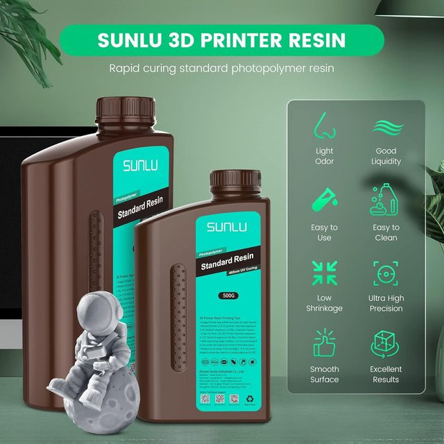 SUNLU 3D-Druck-Resin ABS-ähnlich für SLA DLP LCD Drucker, Farbe: Grau, 10 kg - Bild 1