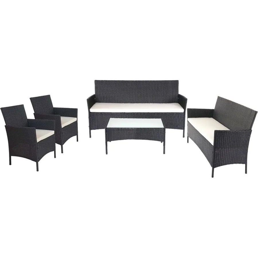 MCW Poly-Rattan Garten-Garnitur Hamar Lounge-Set in Anthrazit mit beigen Sitzkissen - Bild 3