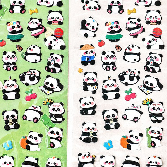 Kawai Panda Blasenaufkleber für Kinder und Mädchen in Multicolour zur Dekoration von Büro- und Schulbedarf - Bild 1