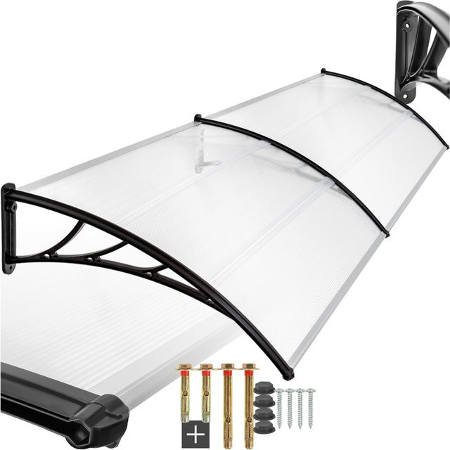 tectake Vordach in Bogenform aus Polycarbonat, transparent, B/H: 300 x 93 cm - Bild 1
