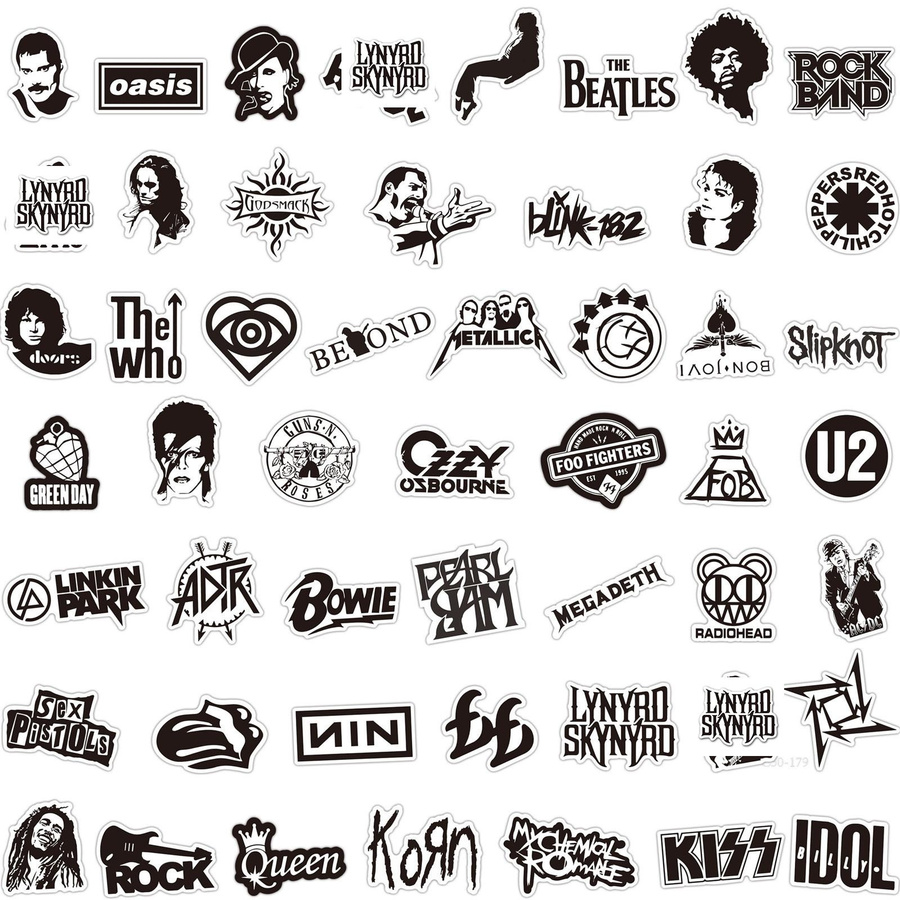 Yiran toy Rockmusik Aufkleber Weiß & Schwarz 50-teiliges Set - Bild 4