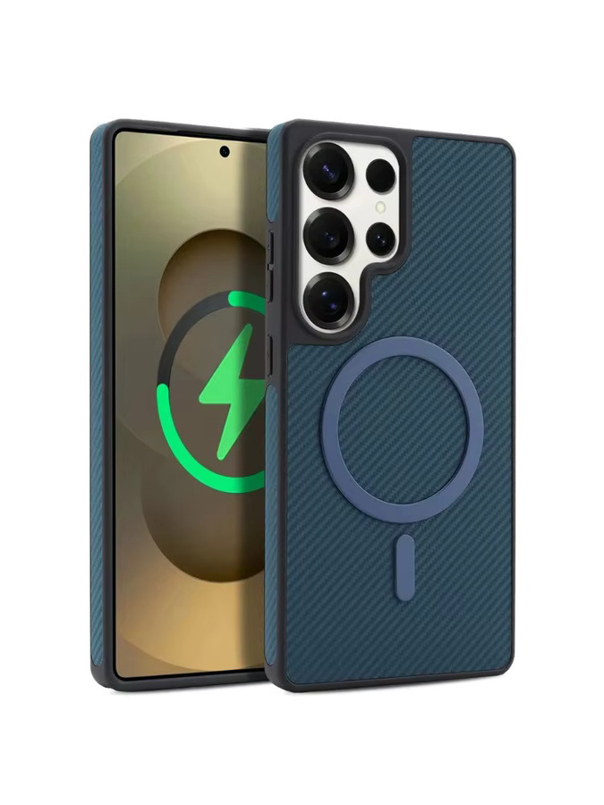 Aierkeba Business-Lederhülle mit Carbonfaser-Textur für Samsung Galaxy S26 S25 S24 S23 Plus S22 Ultra, kompatibel mit MagSafe, in Schwarz oder Blau - Bild 5