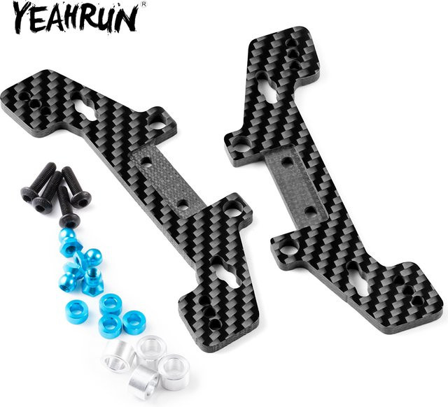 YEAHRUN Shock Towers Halterung Vorne und Hinten, Carbon Fiber, Tamiya TT02 1/10 RC Drift Auto Zubehör - Bild 1