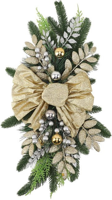 OutsideWorld Weihnachts-Treppengirlande aus PVC mit roten Beeren, Tannenzapfen und Schnee, B/H: 60 x 30 cm - Bild 1