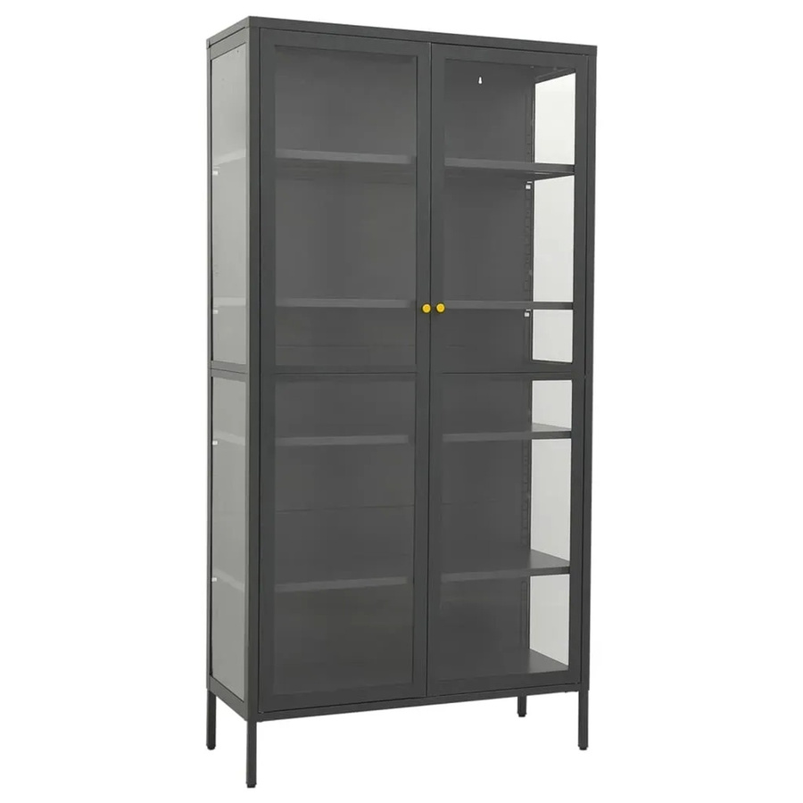vidaXL Vitrine Anthrazit aus Stahl und Glas mit Glastüren, B/T/H: 90 x 40 x 180 cm - Bild 2