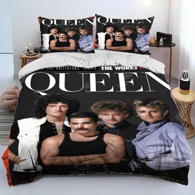 Binchi Fitness Queen Bettwäscheset mit Rockband-Motiv, Schwarz, B/H: 135 x 200 cm - Bild 1