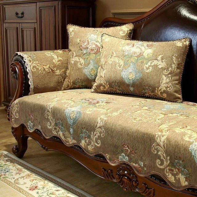 Super Six Sofatuch mit floraler Stickerei und Spitzensaum, beige, B/B: 60 x 60 cm - Bild 1