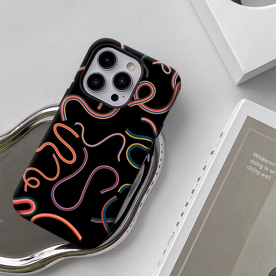 Potdemiel Neon-Swirl Handyhülle für iPhone 17 16 15 14 13 Pro Max Plus, robuste ein- und doppelschichtige Magnet-Schutzhülle in Multicolour - Bild 5
