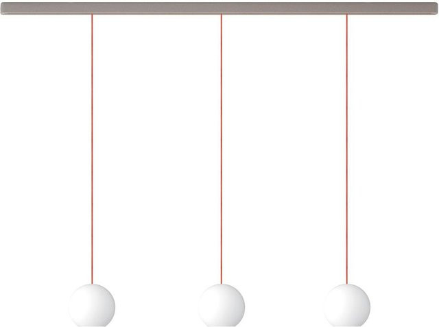 KOMOT KOS Trio L LED-Pendelleuchte-Schiene mit mundgeblasenem Opalglas in Orange und Nickel matt, Tunable White 2200K - 4200K, Länge: 150 cm - Bild 1