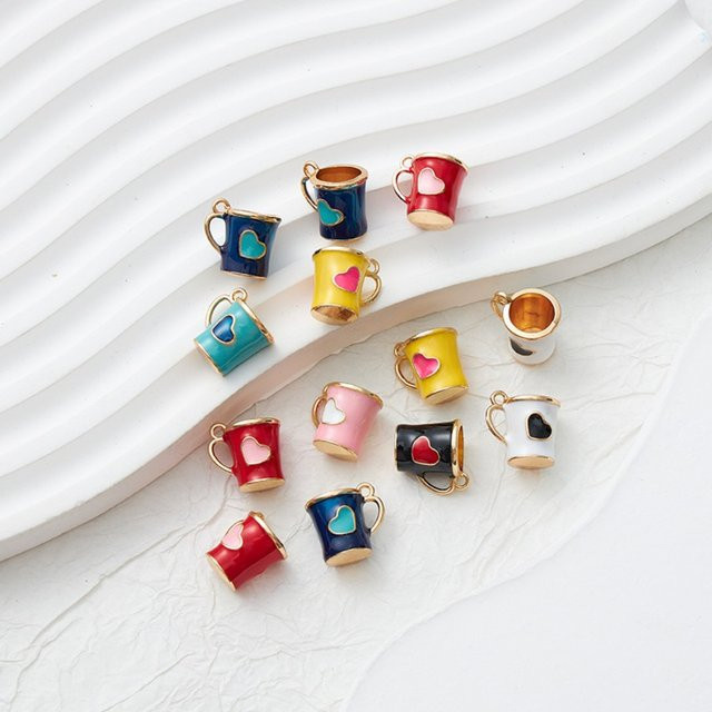Anhänger 3D Emaille Mini Kaffeetasse, 5er Set, Bunt, Unisex - Bild 1