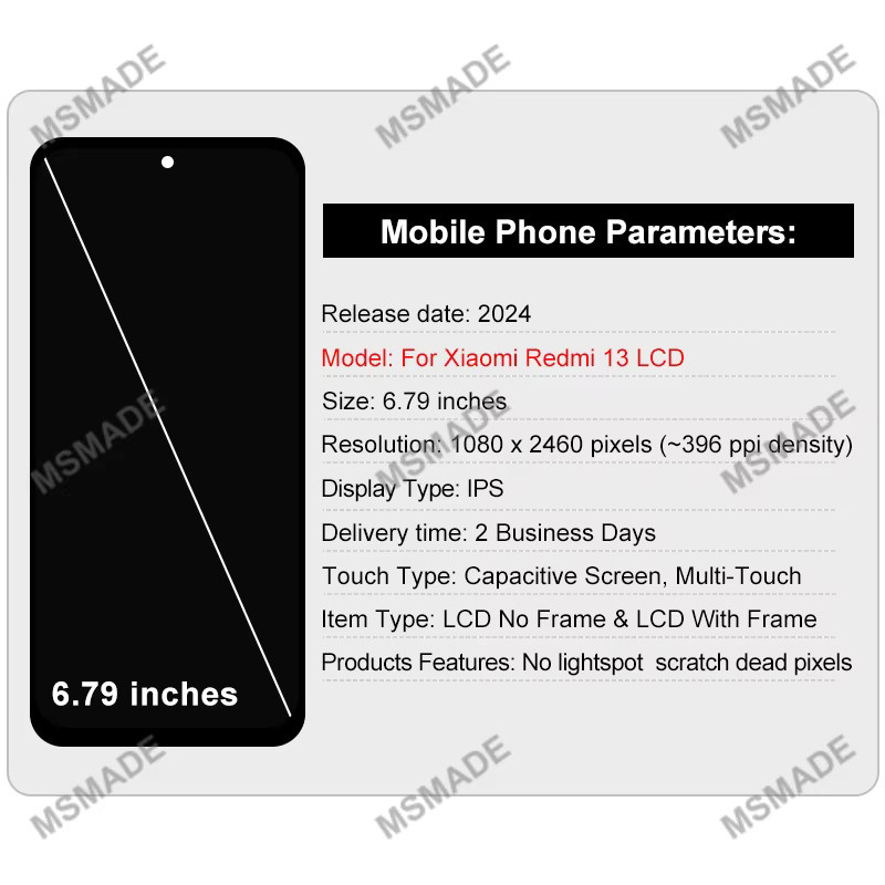 Xiaomi Redmi 13 Ersatz Display mit IPS Digital Touch Screen in Schwarz - Bild 2