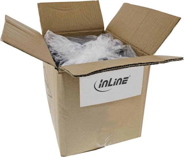 InLine Stromkabel CEE 7/7 S gewinkelt zu IEC 60320 C13 gewinkelt, 50 cm, Schwarz, 60er Packung - Bild 1