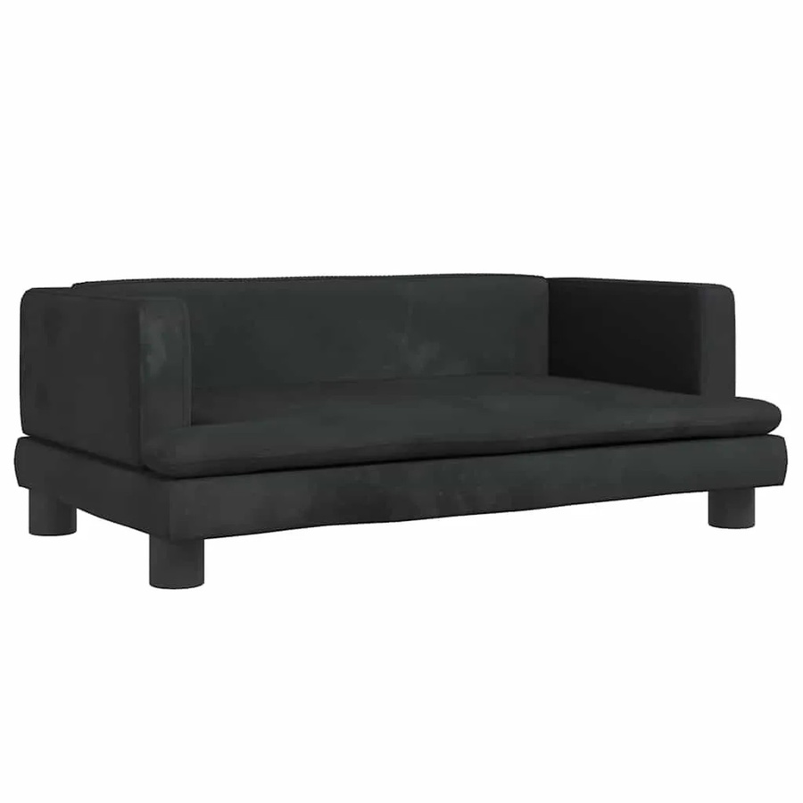 vidaXL Hundebett Sofa aus Samt in Schwarz, B/T/H: 80 x 45 x 30 cm - Bild 2