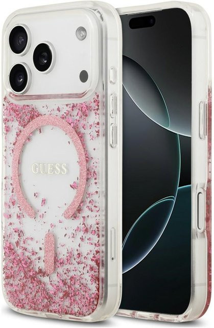 Guess MagSafe-Hülle für Apple iPhone 18 Pro und iPhone 17 Pro mit Resin Bottom Glitter in Rosa - Bild 1