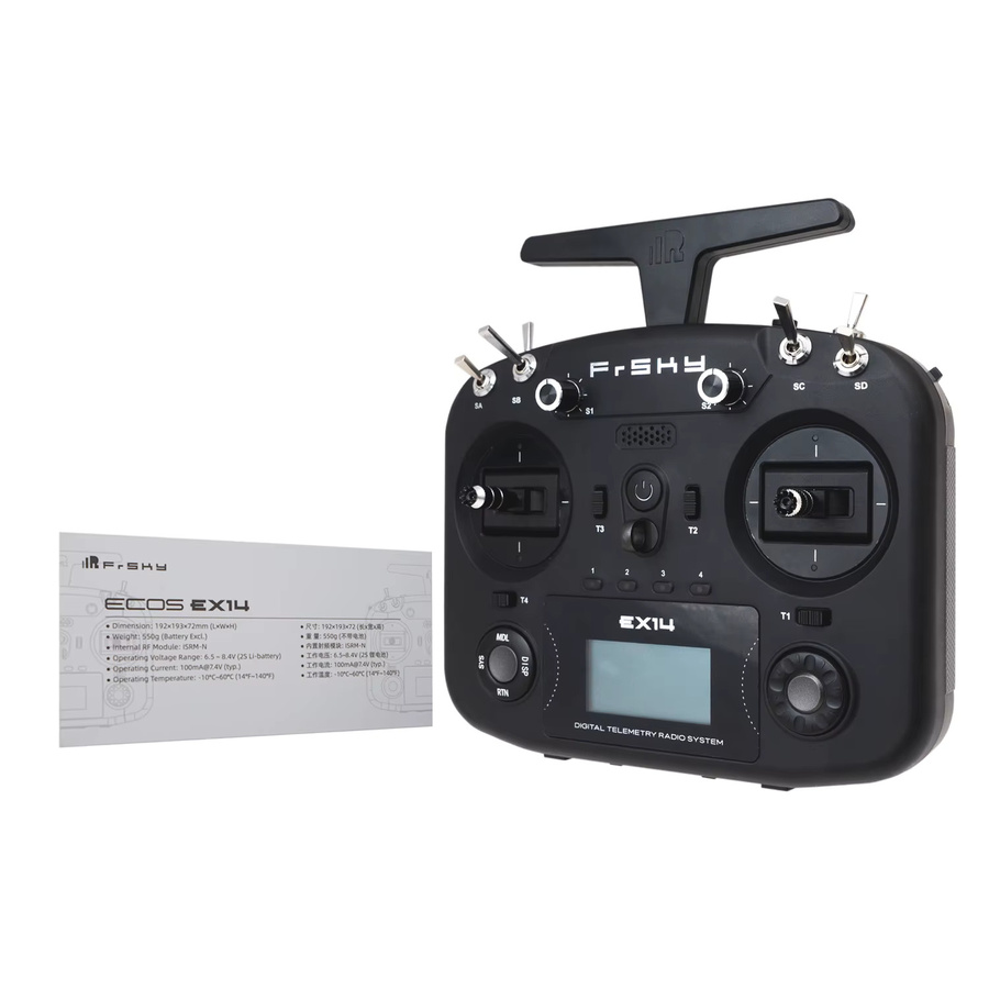 FrSky EX14 RC-Sender mit ECOS-Betriebssystem, 2,4GHz ISRM Interner RF, ACCST D16 & Access-Unterstützung, Schwarz - Bild 3