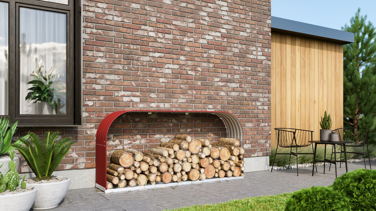 Vitavia Kaminholzregal Ardor 401 in Rubinrot, B/T/H: 210 x 40 x 100 cm - Bild 2