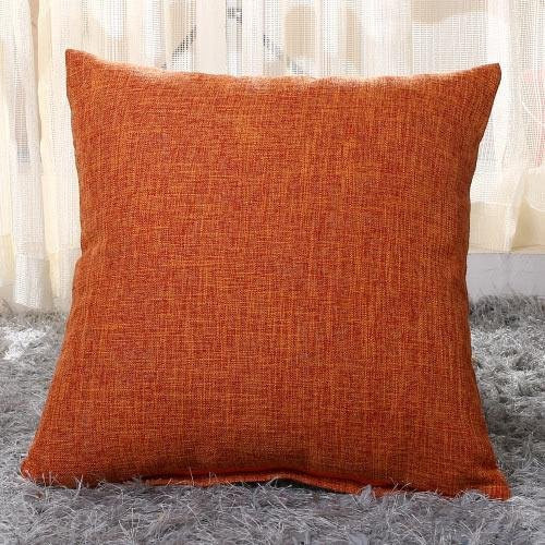 Einfarbiger Kissenbezug aus Baumwolle und Leinen mit Reißverschluss von innesoignelife in Orange, B/T/H: 50 x 50 cm - Bild 1