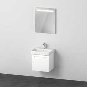 Duravit Möbel-Set No. 1 55 Waschtisch-Unterbau mit Waschtisch und Spiegel in Weiß mit LED Beleuchtung und Innenschubladen - Bild 1