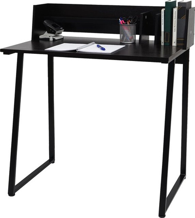 Schreibtisch MCW K69 in Schwarz mit 3D-Struktur aus MDF und Metall, B: 94 cm, H: 76 cm, T: 51 cm
