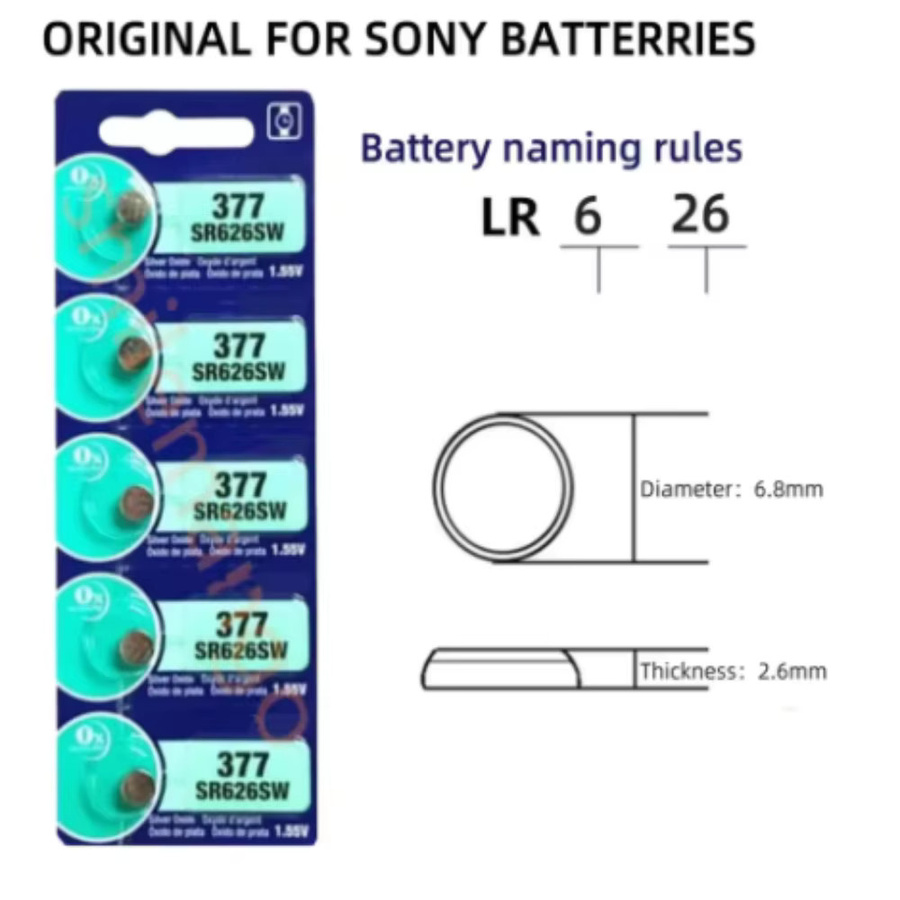 Sony Knopfzellenbatterie AG4 377 SR626SW 1,55 V in Silber für Uhren und kleine Geräte - Bild 3