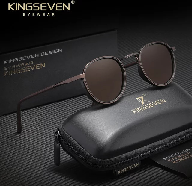 KINGSEVEN Sonnenbrille, Rund, Vollrand, Metall, Unisex, polarisiert - Bild 1